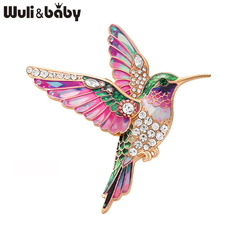 PENDRA Hummingbird Rhinestone Bird Brooch