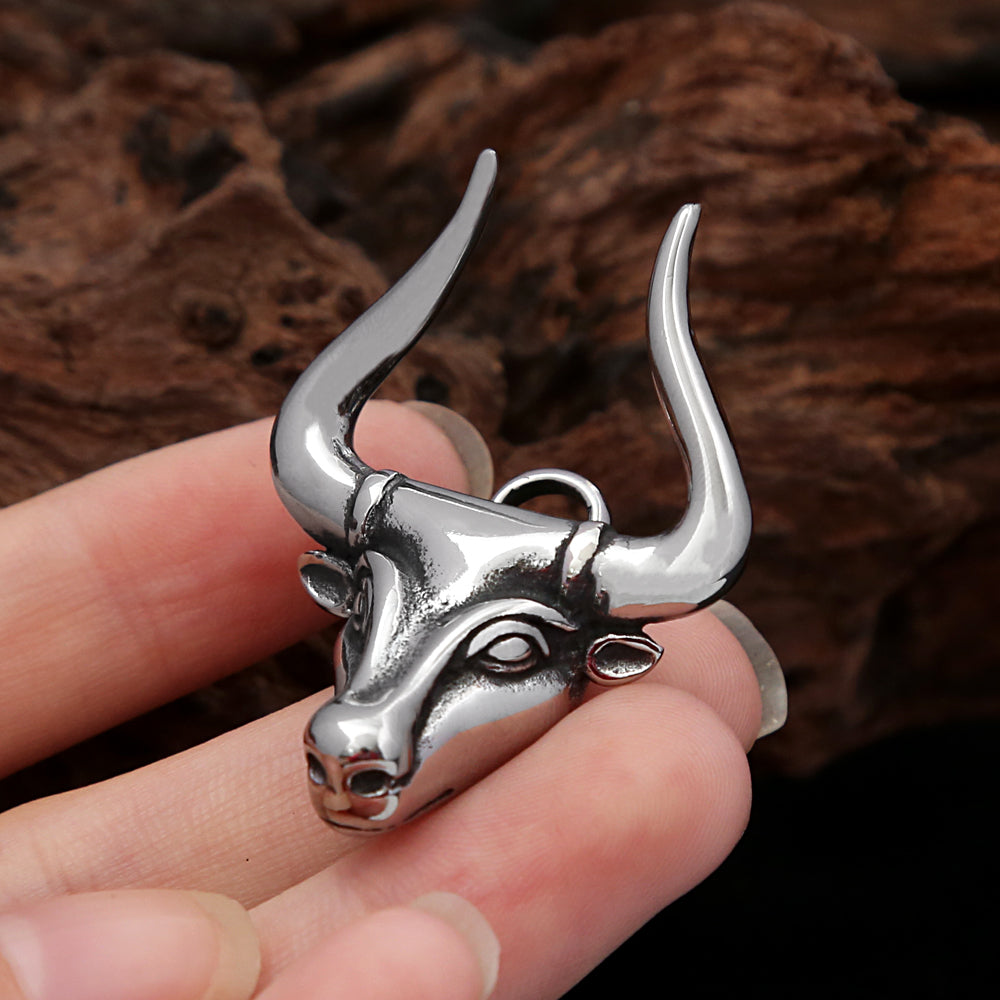 PENDRA Bullforge High Polish Stainless Steel Bull Pendant