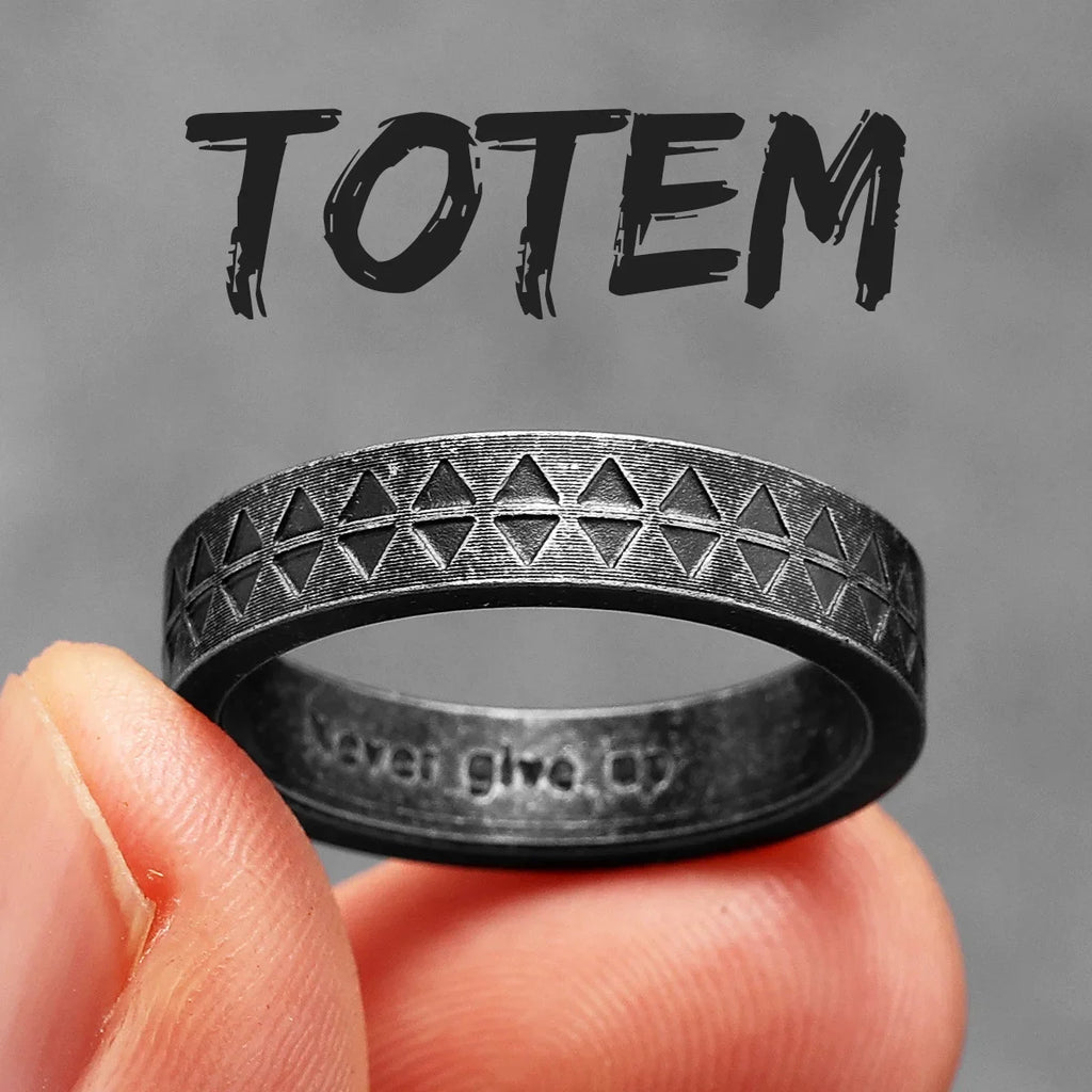 PENDRA Sawtooth Totem Rock Steel Ring