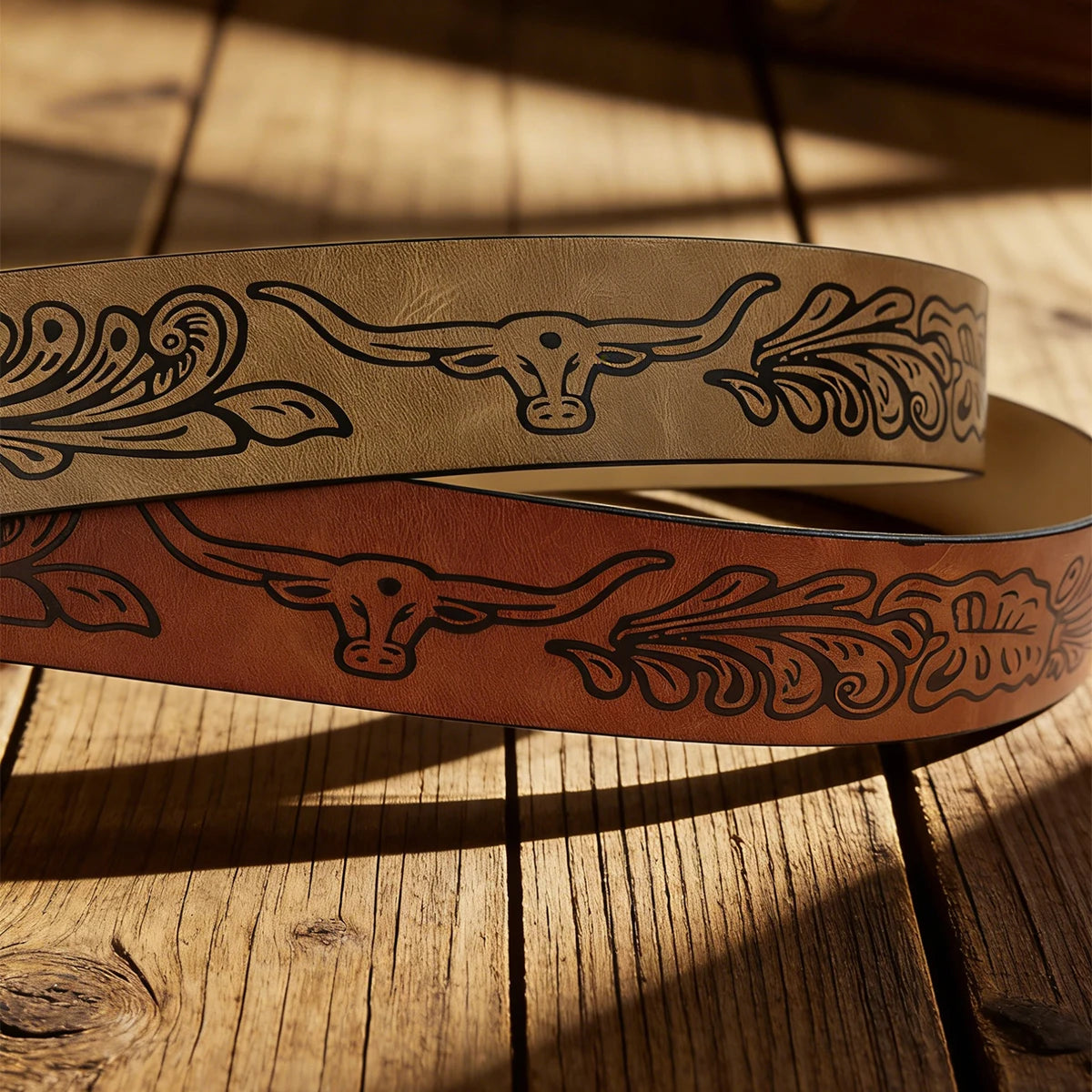 Western Cowboy PU Leather Belt For Men Women Vintage Waist Strap Bull Decoration Floral Engraved for Jeans Plus Size Big Belt