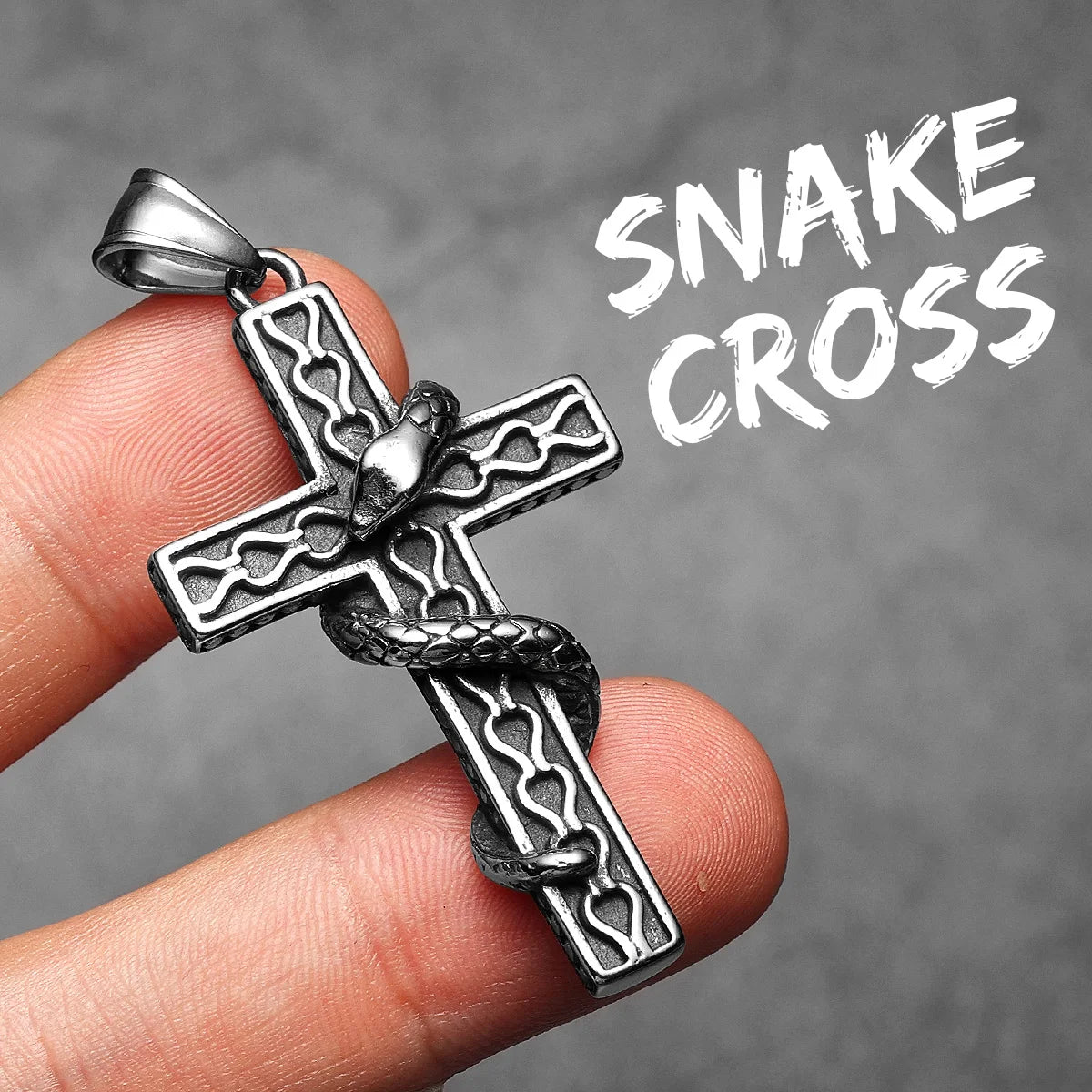 PENDRA Cross Snake Steel Necklace