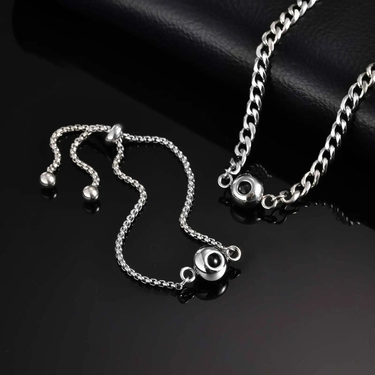 Customized Projection Stone Necklace for Men,Stainless Steel Cuban Chain Collars,Anniversary's Day Gift