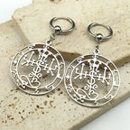 Gothic Symbol of Satan Hoop Earrings for Women Stainless Steel Silver Color Solomon Demon Seal Dangle Earring Jewelry E3592S06