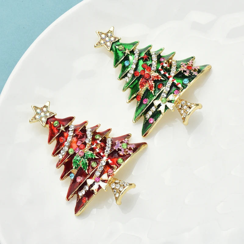 PENDRA Noelina 2-Color Enamel Christmas Tree Brooch
