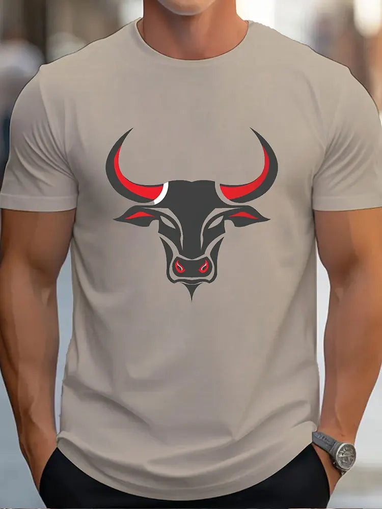 PENDRA Bull Print Tees Urban Short-Sleeve Travel T-Shirt