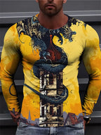 PENDRA Long Sleeve Dragon Print T-Shirt