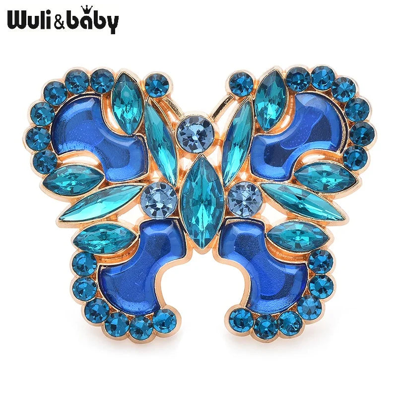 Wuli&baby New Design Butterfly Brooches For Women Unisex 3-color Luxury Insects Party Office Brooch Pins Gifts