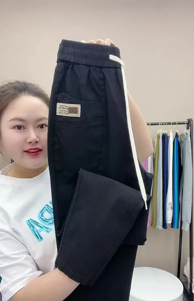 Women's Harem pants Summer Vintage Thin High Waist Straight Casual Pants Women Fashion Loose Cotton linen pants Trousers Female