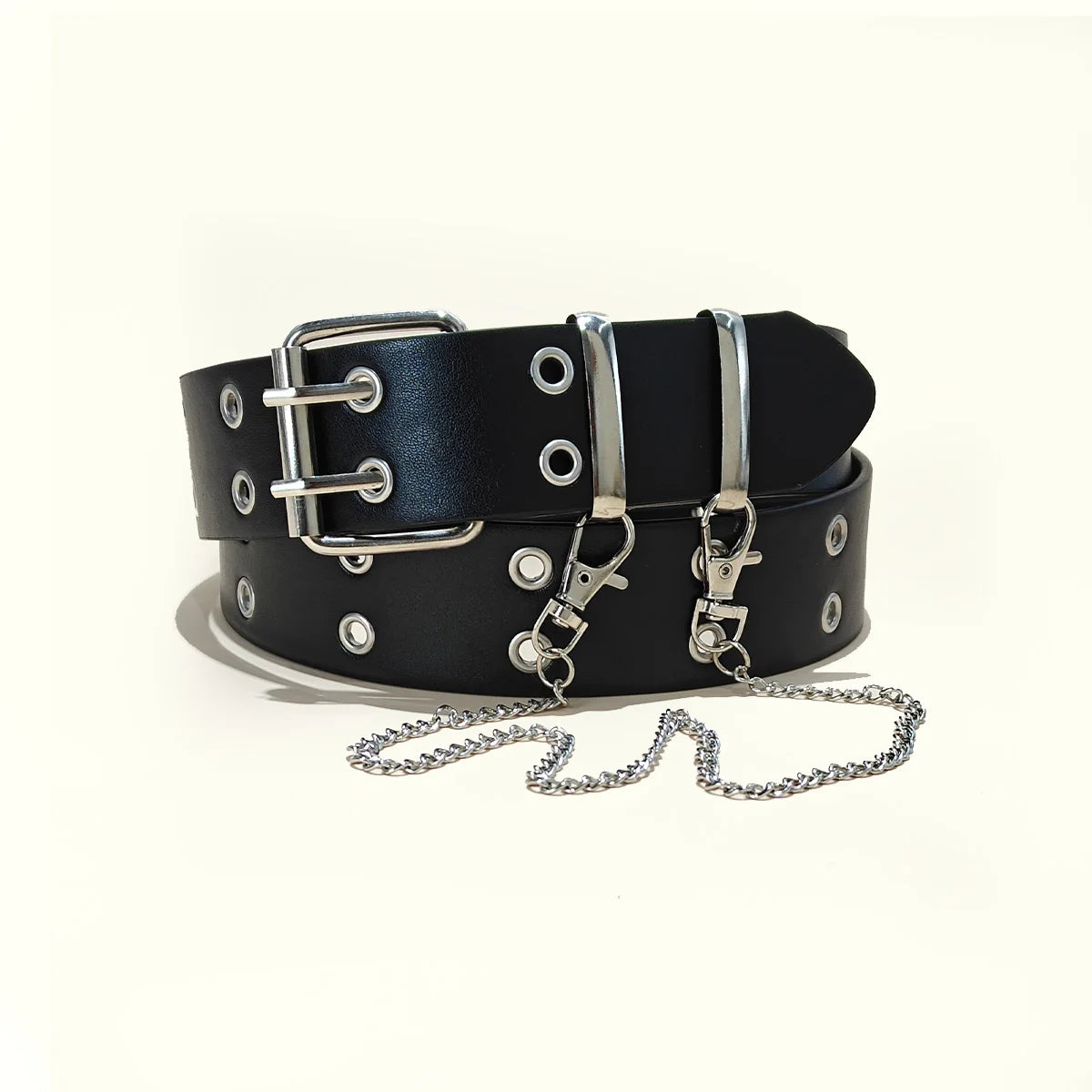 Star Eye Rivet Belt Gothic Style Double Pin Buckle Man/woman Fashion Casual Punk Style Pu Leather Waistband for Jeans Y2K Belt