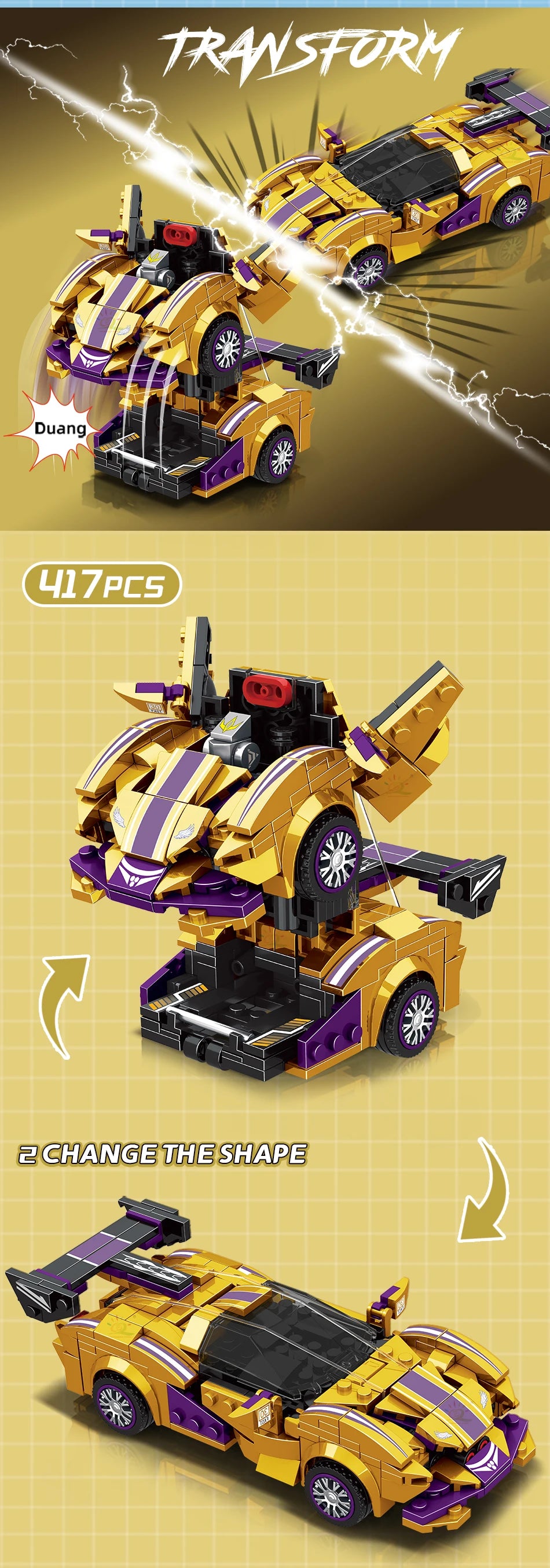 PENDRA Transfrom Racing Robot Building Set
