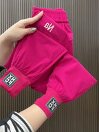 Fashion Summer Harem Pants Female 2025 New Letter Women's Sports Pants Quick Dry Tie Feet Elastic Waist Casual Trousers