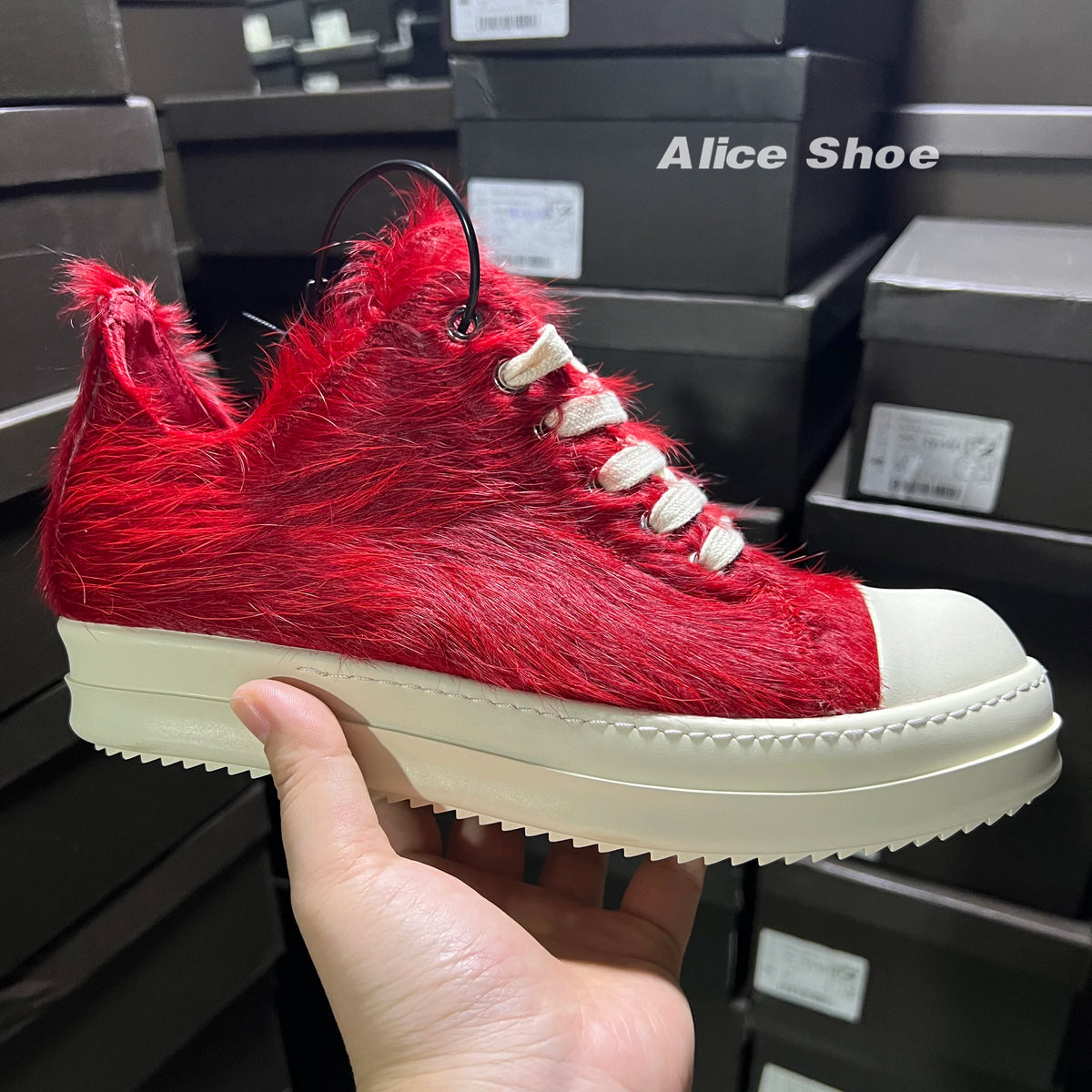 Outdoor Casual Men Shoe Horse Fur Leather Women Sneaker Red Low Top Lace Up Designer Shoe Brand Thick-sole Flat Dress Shoe