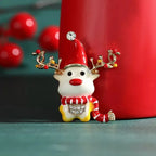 PENDRA Winterfawn Enamel Christmas Deer Brooch