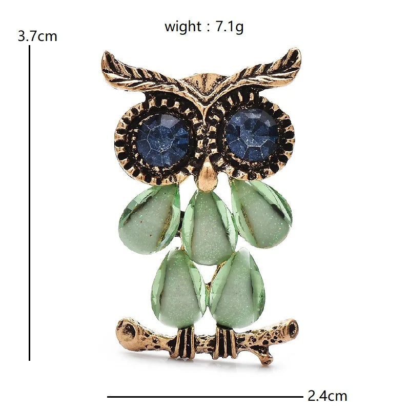 Wuli&baby Vintage Cute Owl Brooches 3-color Classical Bird Animal Brooch Pins For Women's Clothes Backpack Gifts