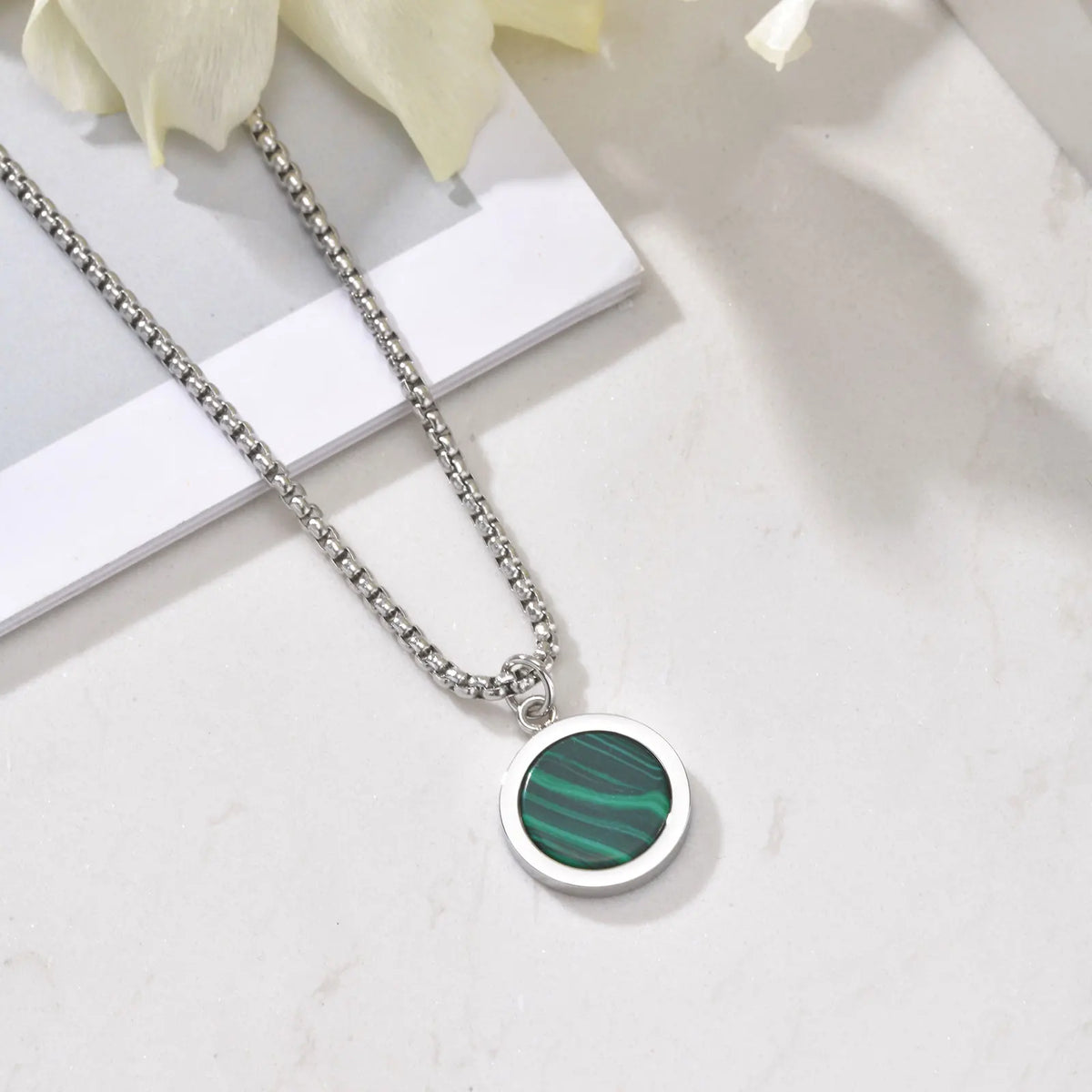 Round Pendant Necklace for Men Boys,Stainless Steel Tiger Eye Natural Stone Pendant Necklaces,Hip Hop Jewelry Gifts