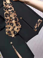 Spring Autumn new color blocking elastic micro bell pants for women high waist slim with leopard print flared cropped pants 2025