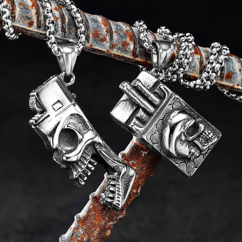 PENDRA Skull Lighter Cigarette Steel Necklace