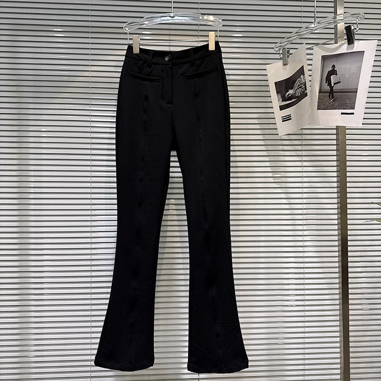 PENDRA Bowback High Waist Straight PU Leather Pants