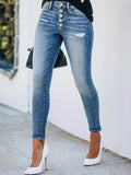 Women's High Waisted Slim Fit Jeans, Casual Cropped Shorts