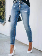 Women's High Waisted Slim Fit Jeans, Casual Cropped Shorts
