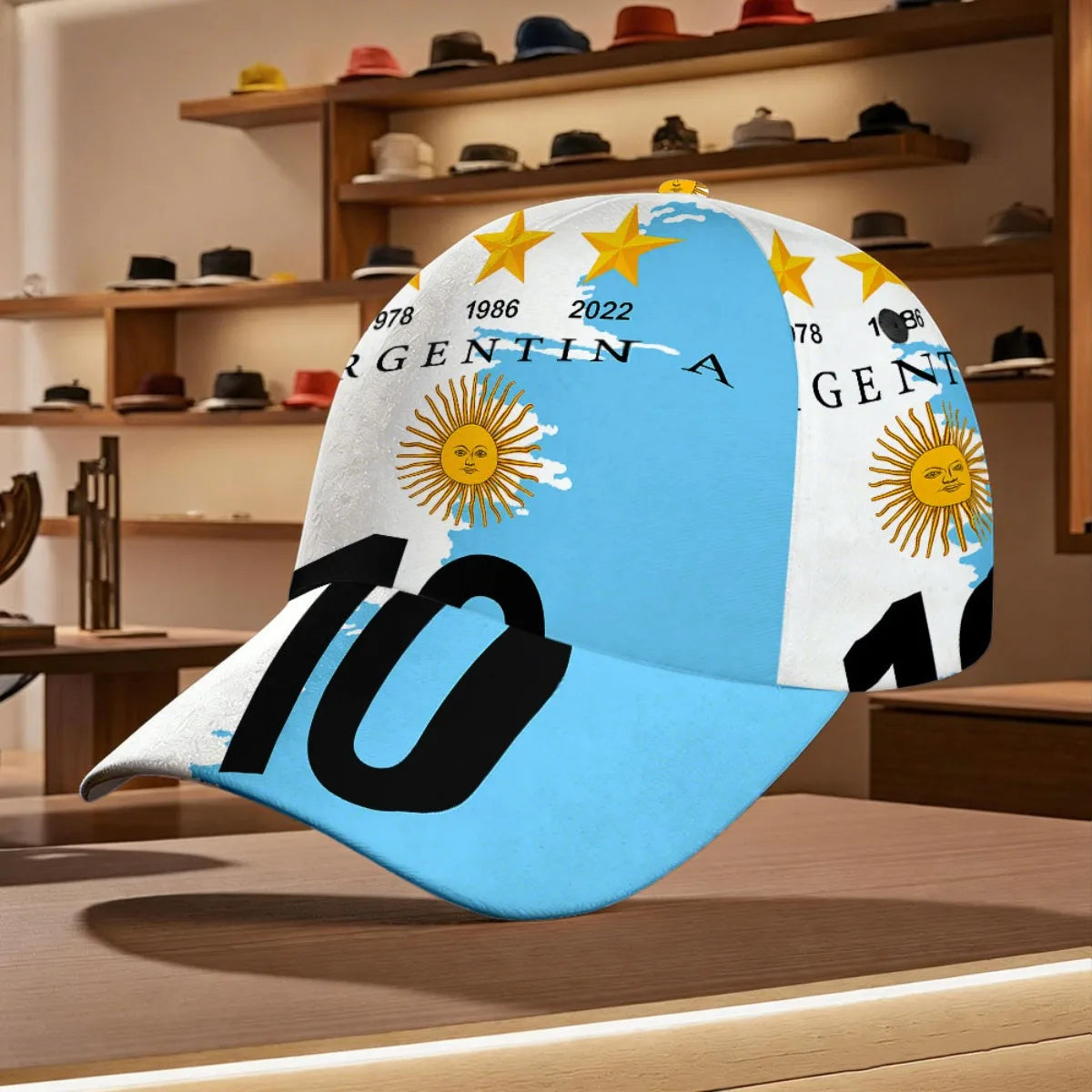 1pc with Argentina Football Fanatic Retro Sporty Style Slight Stretch Leisure Comfort. Print Adjustable Snapback Cap Durable Hea