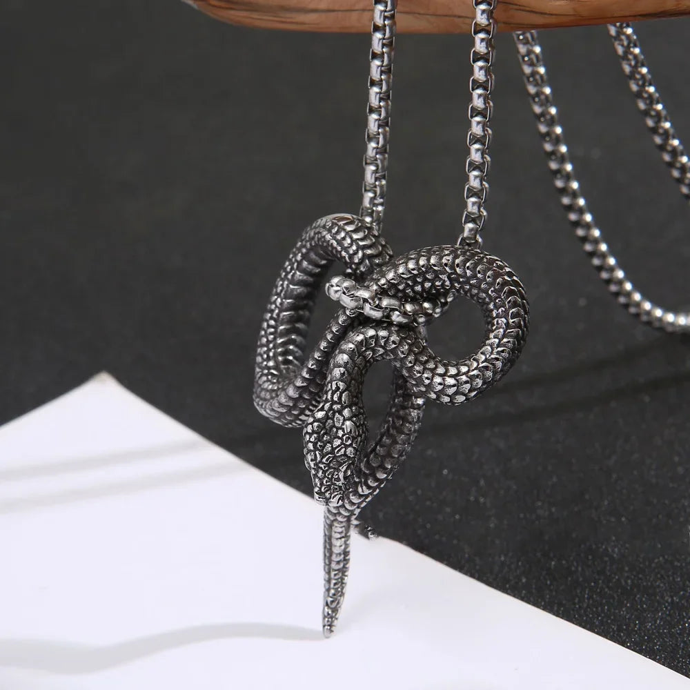PENDRA Serpentsteel 316L Stainless Steel Snake Pendant