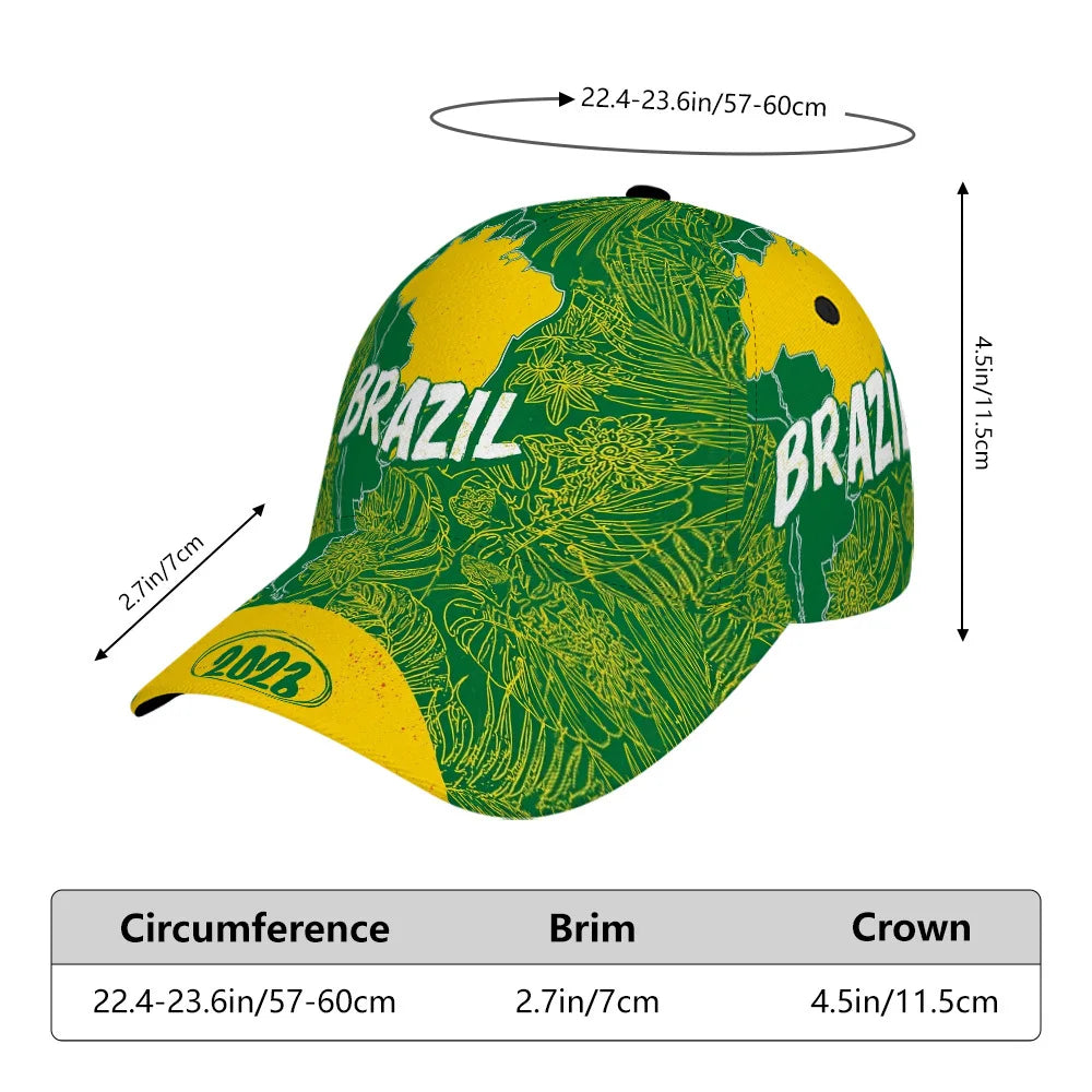 PENDRA Flat Brazil Tropical Graphic Baseball Adjustable Duckbill Comfortable Baseball Cap