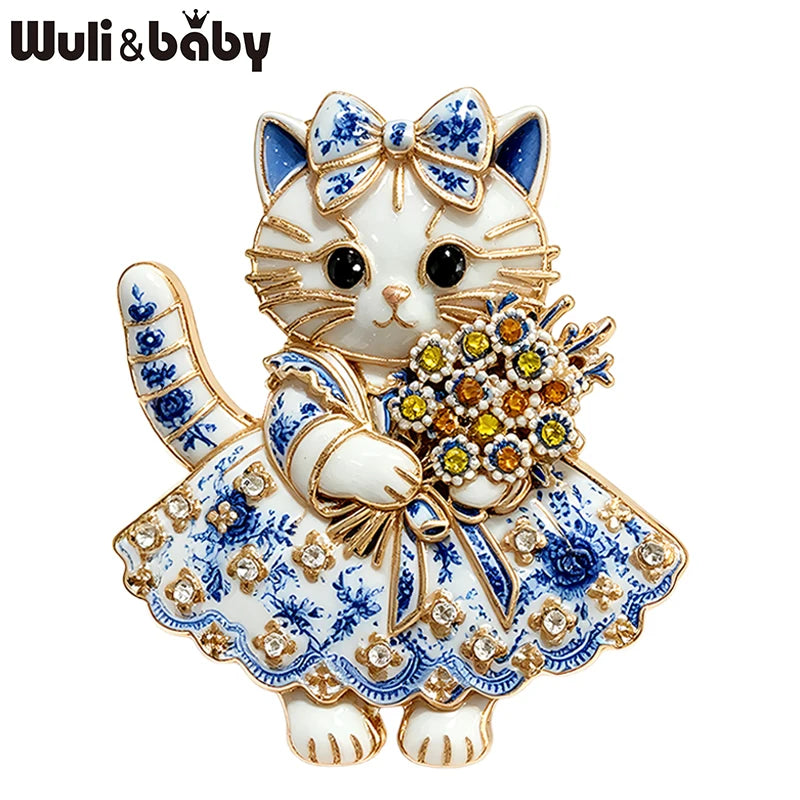 PENDRA Floral Cat Dress Brooch