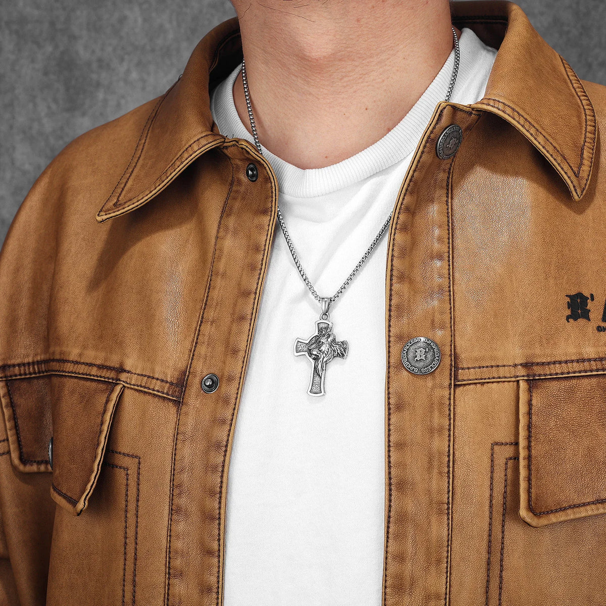 Lion King Cross Men Necklaces Stainless Steel Simple Pendant Chain Women Fashion Jewelry Punk New In Accessories Gifts Wholesale