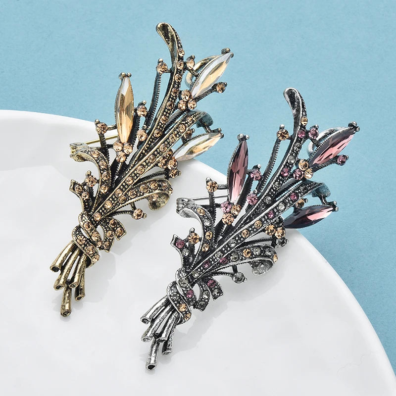 PENDRA Wheatley Vintage Rhinestone Bouquet Brooch
