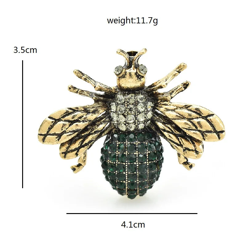 Wuli&baby Vintage Bee Brooches For Women Unisex 4-color Rhinestone Cute Insects Party Casual Brooch Pins Gifts