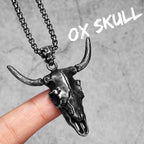 PENDRA OX Skull Western Steel Necklace