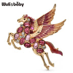 PENDRA Rhinestone Flying Elf Horse Brooch