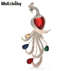 PENDRA Regal Peacock Rhinestone Bird Brooch
