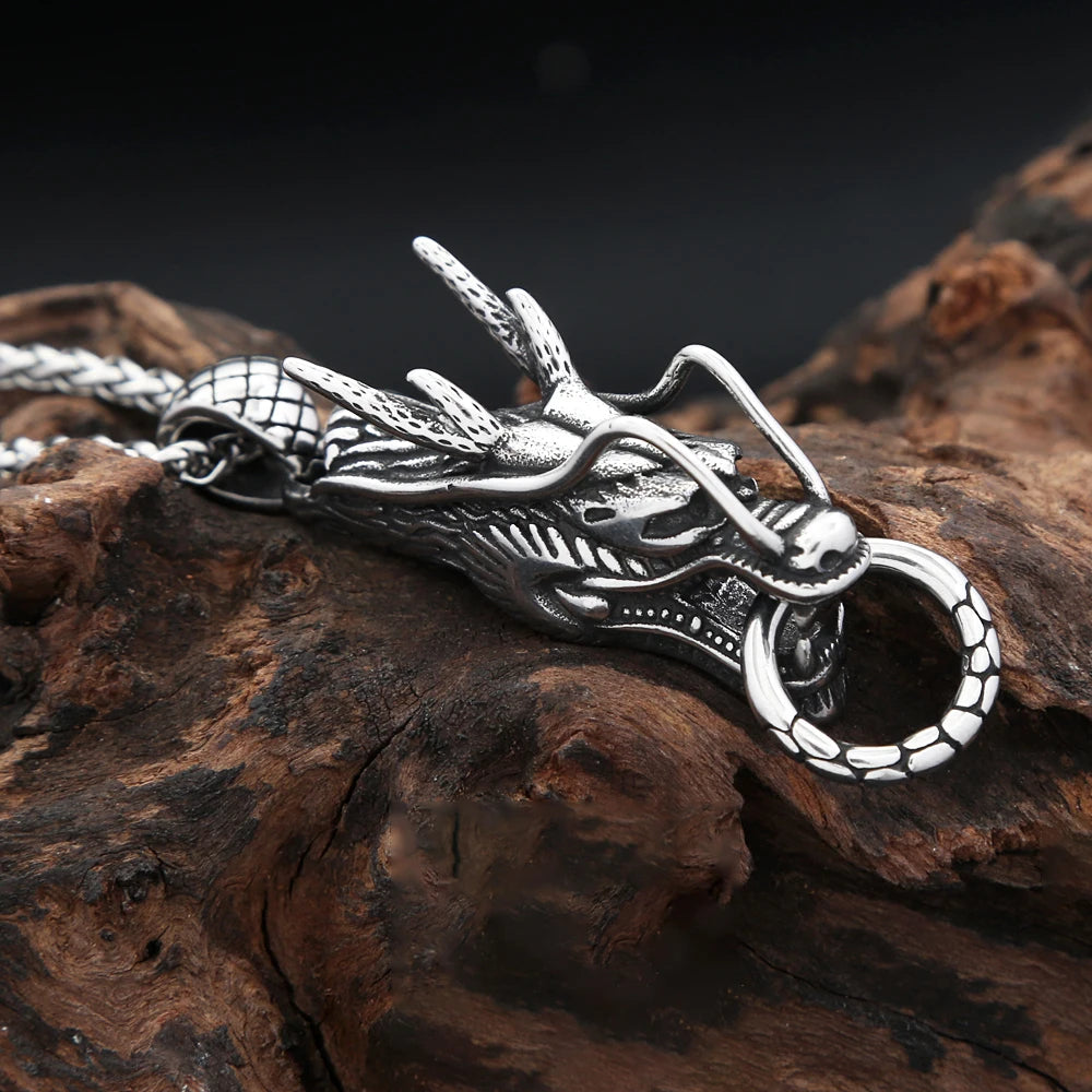 PENDRA Dragoncrest Stainless Steel Dragon Head Pendant