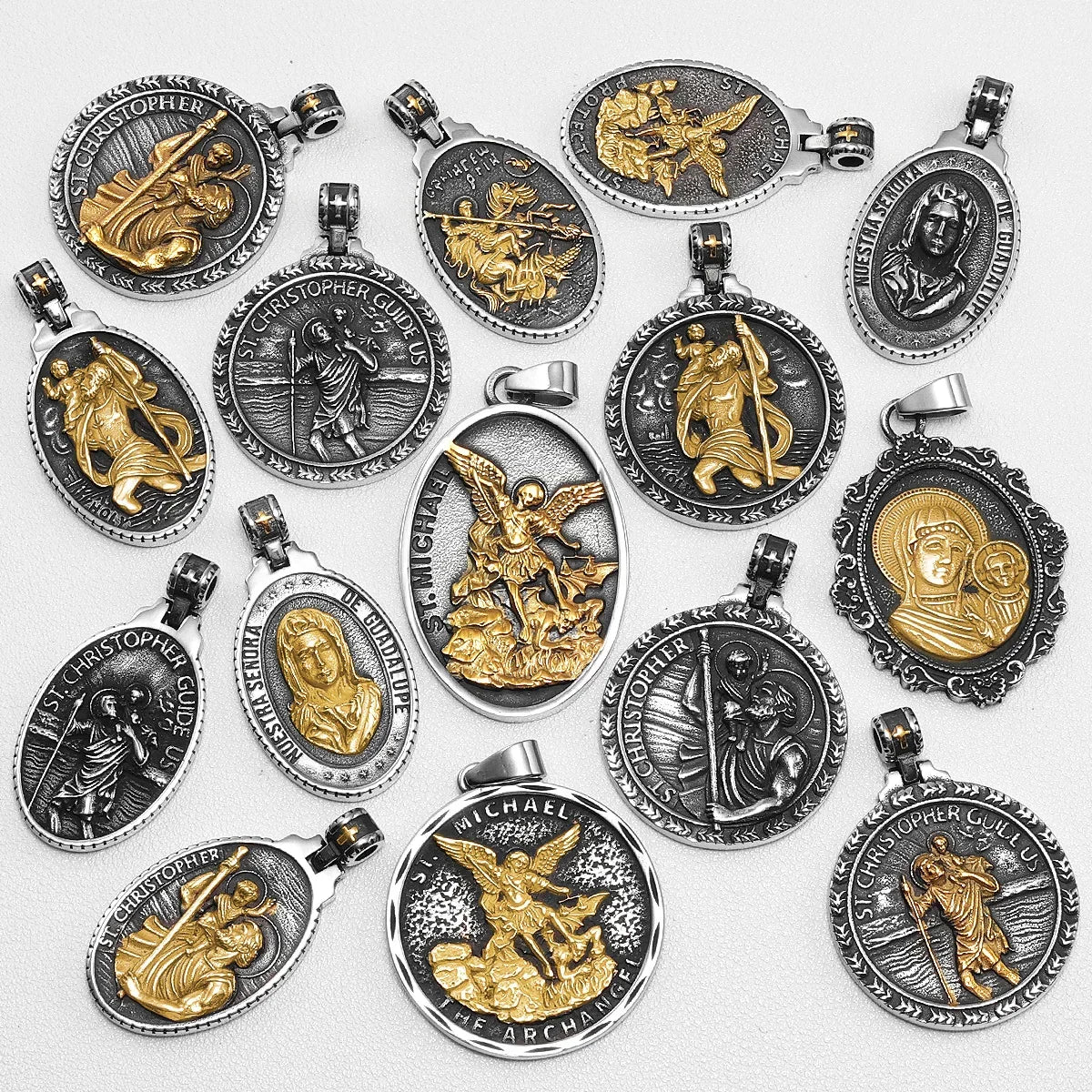 PENDRA Jesus Angel Cross Steel Necklace
