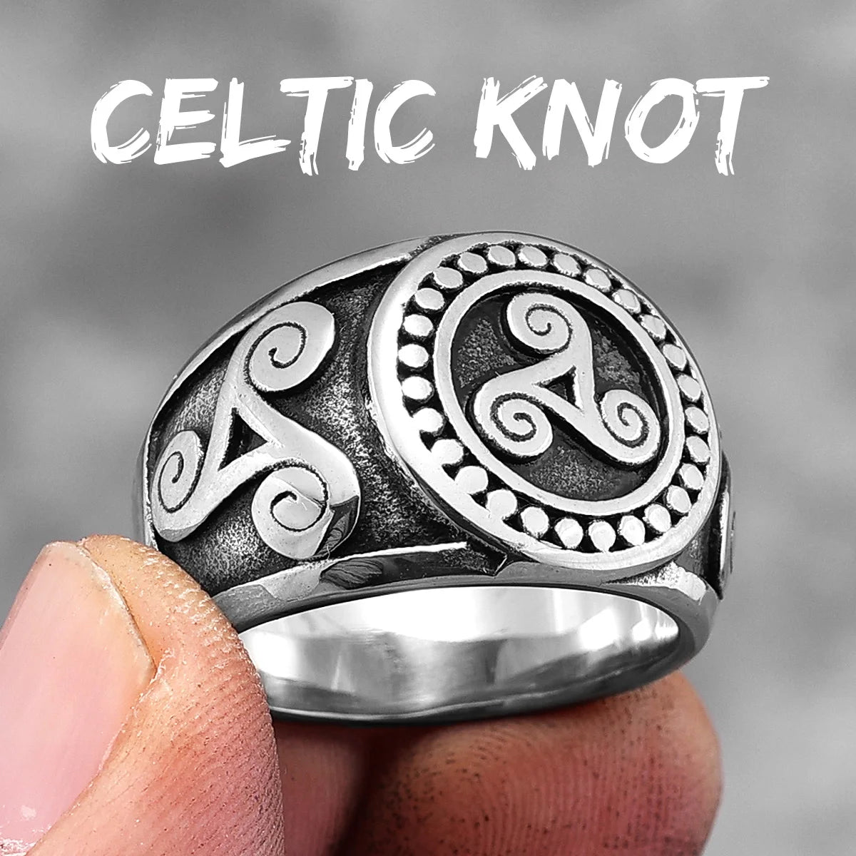 PENDRA Totem Celtic Knot Steel Ring