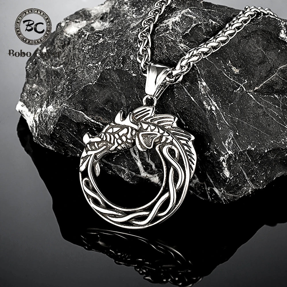 PENDRA Celtic Knot Rune Serpent Necklace