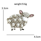 PENDRA Pearl Sheep Rhinestone Brooch