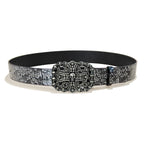 PENDRA Iriselle Leather Black Floral Luxury Belt