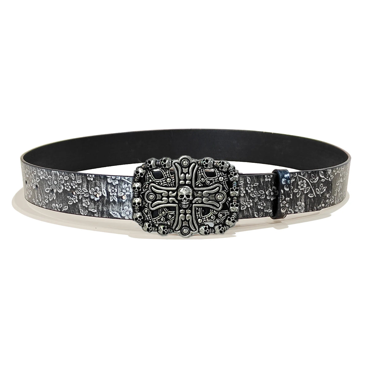 YK2 luxury Designer Punk Men and women's belt unique Gothic fashion Silver Flora Black Pu leather belt decorative Jeans belt