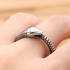 PENDRA Serpentsteel Vintage Viking Snake Ring