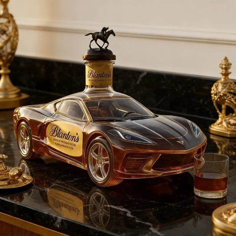 PENDRA Sports Car Amber Glass Whiskey Decanter