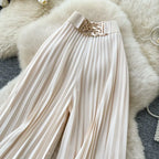 Korean version light mature style high waisted pleated wide leg pants women's spring commuting loose high-end fashion pants