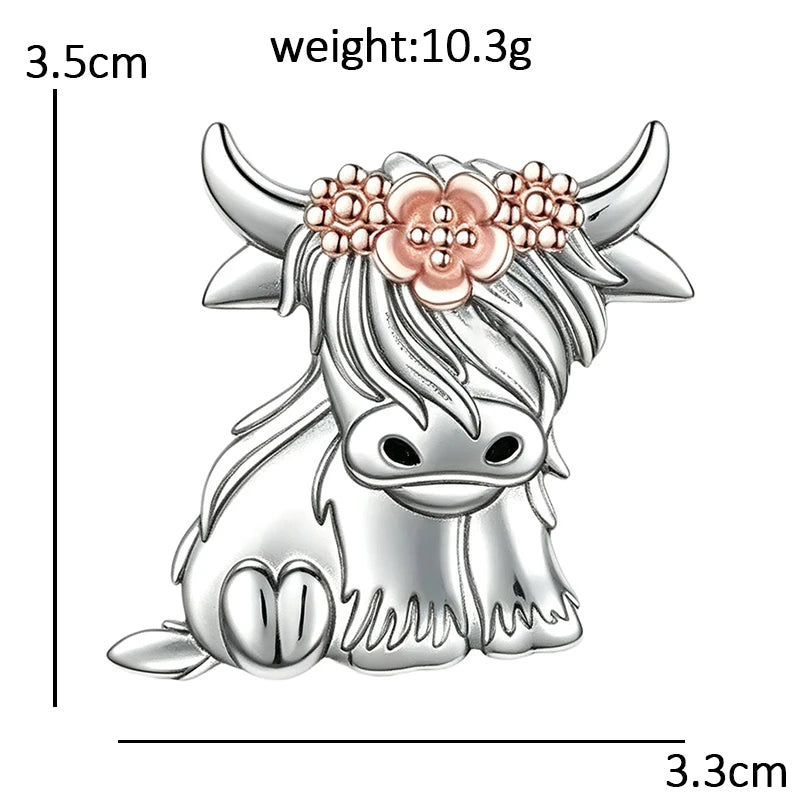 PENDRA Cute Highland Cow Brooch