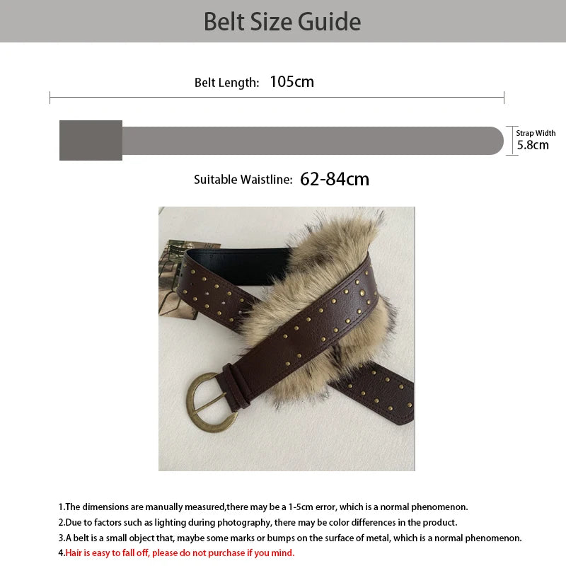 Furry Belt Y2k Belt Subculture Autumn Winter Spring Retro Luxury Plush Waist Chain Imitation Fur Waist Seal Hot Girl Sexy Belt