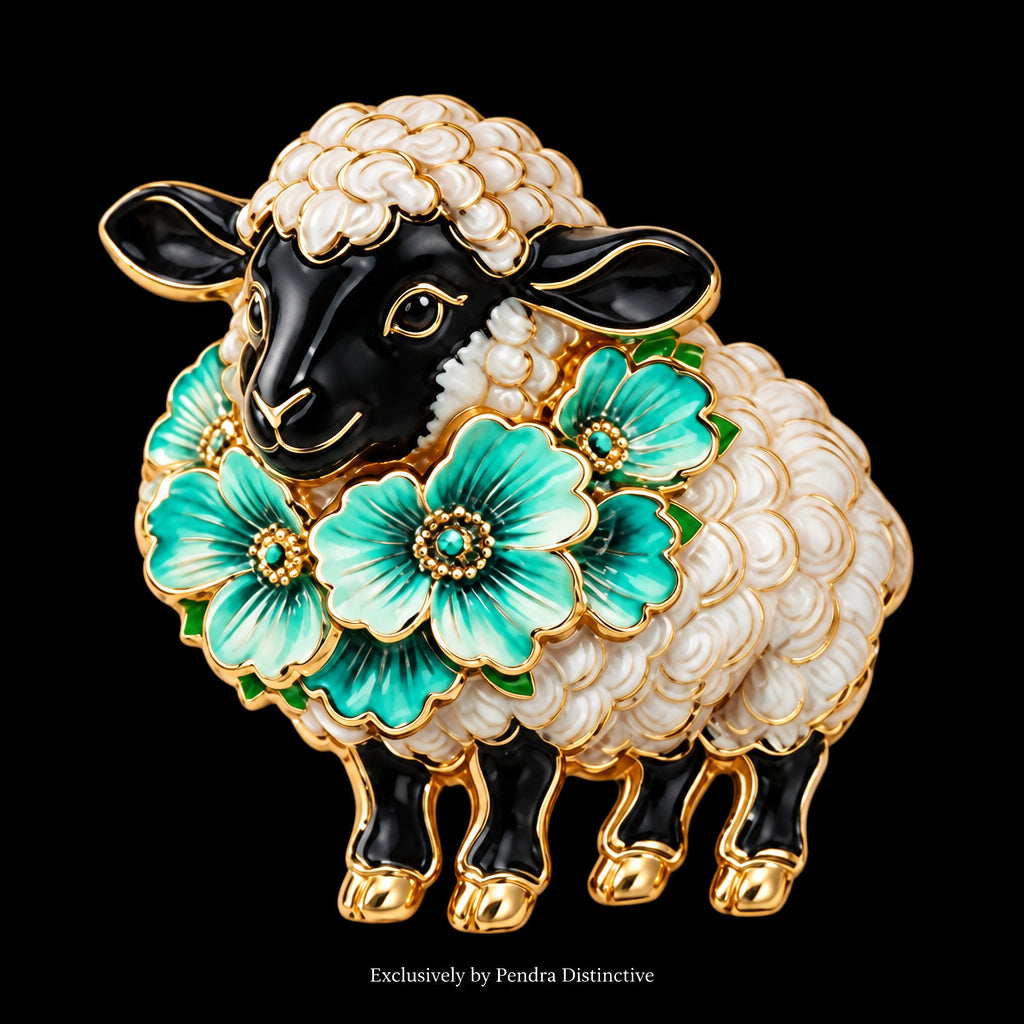 PENDRA Meadow 6-Color Floral Sheep Animal Brooch