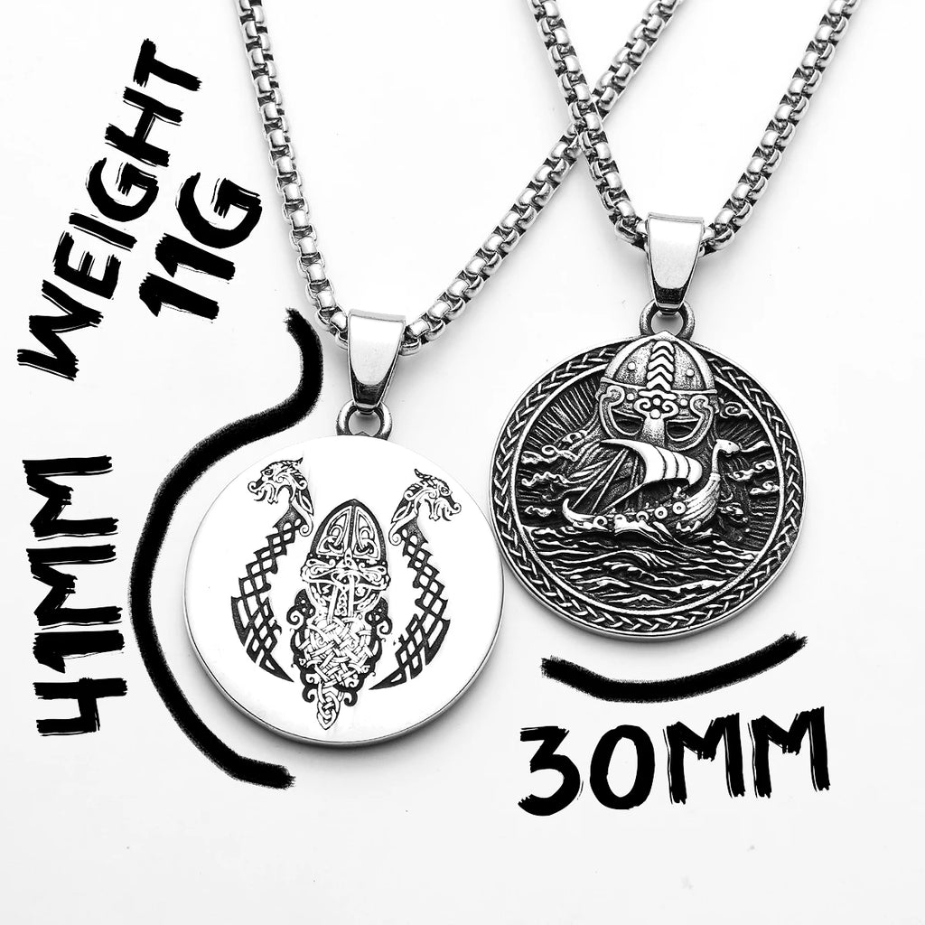 PENDRA Pirates Sided Carving Steel Necklace