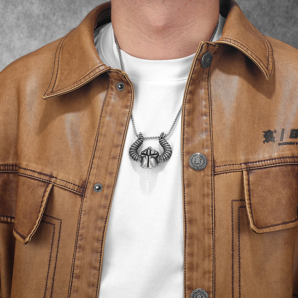Retro Viking Devil Helmet Men Necklaces Stainless Steel Pendant Chain Women Punk Fashion Jewelry Accessories Gifts Wholesale