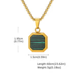 PENDRA Square Stone Green Pendant Necklace
